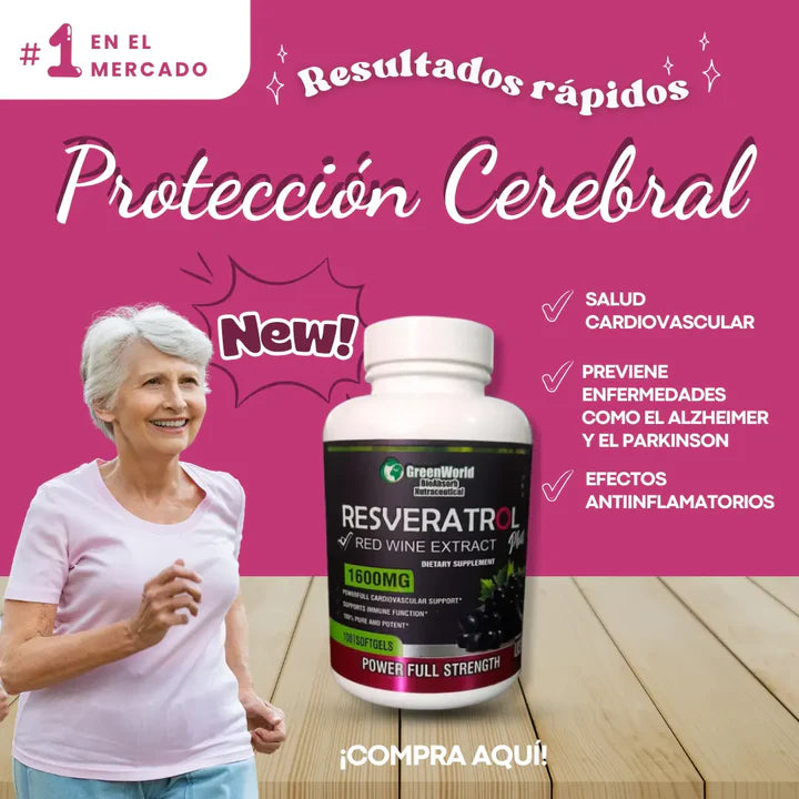 Suplemento Resveratrol 1600 Mg Green Wor